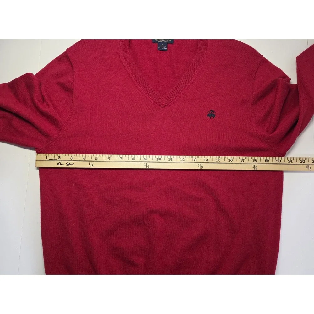 Brooks Brothers Mens‎ Size XL 100% Supima Cotton Red Long Sleeve V Neck Pullover